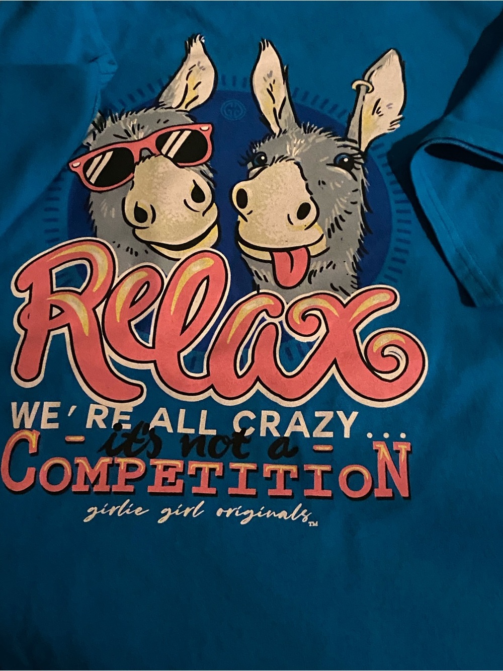 Relax Donkey Graphic Tee for Women- Blue by